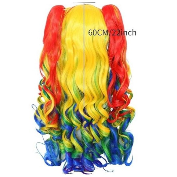 JoneTing Rainbow Wig Curly Multi-Red Synthetic Wigs Hair for Halloween Cosplay main image 7